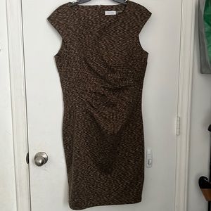 Calvin Klein Womens Dress  Size 4 Brown Sleeveless Sheath Cocktail Ponte Classic